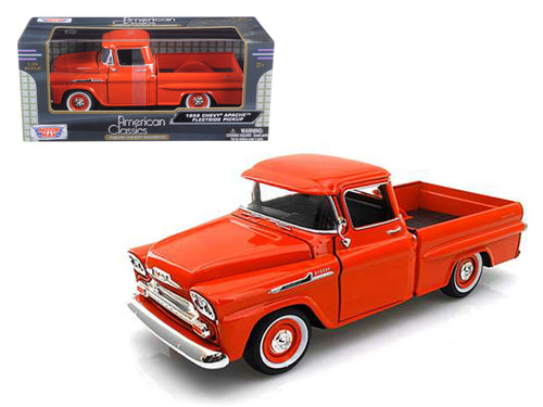 1958 Chevrolet Apache Fleetside Pickup Truck Orange 1/24 Diecast Model Car by Motormax — physical
