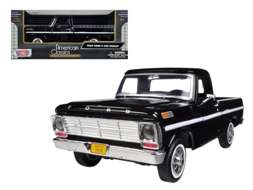 1969 Ford F-100 Pickup Truck Black 1/24 Diecast Model Car by Motormax — physical