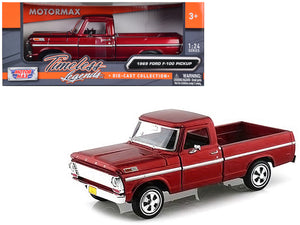 1969 Ford F-100 Pickup Truck Burgundy 1/24 Diecast Model Car by Motormax — physical
