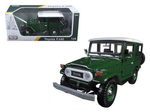 Toyota FJ40 Dark Green with White Top 1/24 Diecast Model Car by Motormax — physical