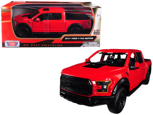 2017 Ford F-150 Raptor Pickup Truck Red with Black Wheels 1/27 Diecast Model Car by Motormax — physical