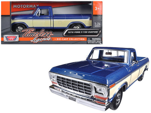 1979 Ford F-150 Pickup Truck 2 Tone Blue/Cream 1/24 Diecast Model Car by Motormax — physical
