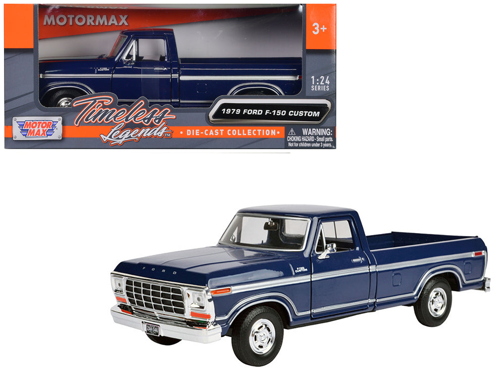 1979 Ford F-150 Pickup Truck Dark Blue 1/24 Diecast Model Car by Motormax — physical