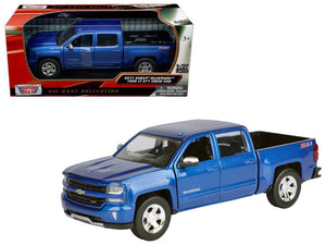 2017 Chevrolet Silverado 1500 LT Z71 Crew Cab Pickup Truck Blue 1/27 Diecast Model Car by Motormax — physical