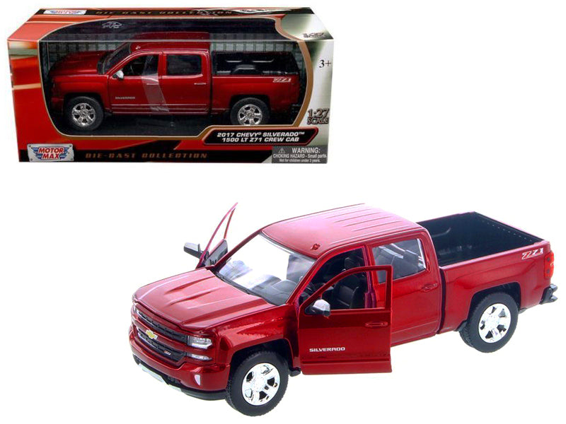 2017 Chevrolet Silverado 1500 LT Z71 Crew Cab Metallic Red 1/27 Diecast Model Car by Motormax — physical