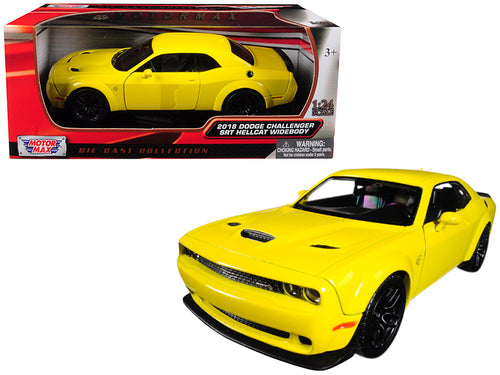 2018 Dodge Challenger SRT Hellcat Widebody Yellow 1/24 Diecast Model Car by Motormax — physical