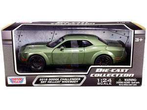 2018 Dodge Challenger SRT Hellcat Widebody Green Metallic with Black Stripes 1/24 Diecast Model Car by Motormax — physical