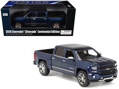 2018 Chevrolet Silverado LTZ Pickup Truck Centennial Edition Blue Metallic "100 Years Anniversary" 1/27 Diecast Model Car by