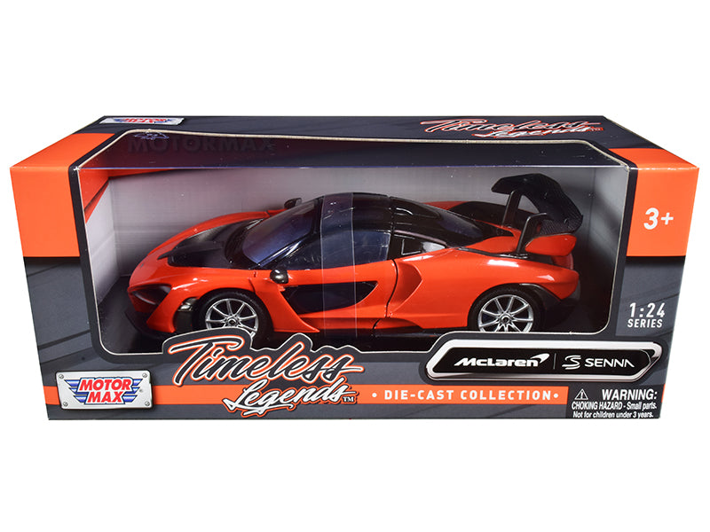 McLaren Senna Orange Metallic and Black "Timeless Legends" 1/24 Diecast Model Car by Motormax — physical