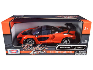 McLaren Senna Orange Metallic and Black "Timeless Legends" 1/24 Diecast Model Car by Motormax — physical
