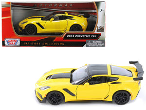 2019 Chevrolet Corvette ZR1 Yellow with Black Accents 1/24 Diecast Model Car by Motormax — physical