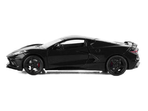 2020 Chevrolet Corvette C8 Stingray Black with Silver Stripes "Timeless Legends" Series 1/24 Diecast Model Car by Motormax