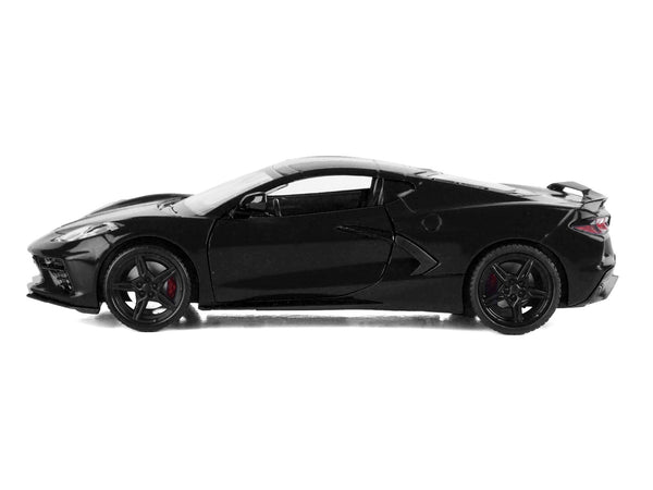 2020 Chevrolet Corvette C8 Stingray Black with Silver Stripes "Timeless Legends" Series 1/24 Diecast Model Car by Motormax