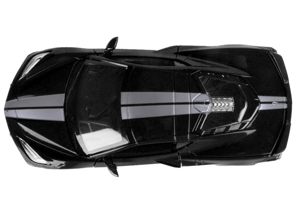 2020 Chevrolet Corvette C8 Stingray Black with Silver Stripes "Timeless Legends" Series 1/24 Diecast Model Car by Motormax