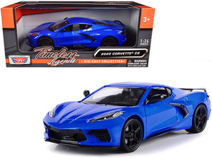 2020 Chevrolet Corvette C8 Stingray Blue Metallic "Timeless Legends" 1/24 Diecast Model Car by Motormax — physical