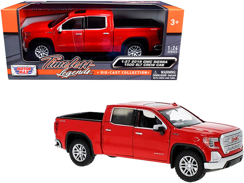 2019 GMC Sierra 1500 SLT Crew Cab Pickup Truck Red 1/24-1/27 Diecast Model Car by Motormax — physical