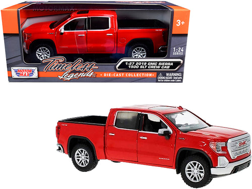 2019 GMC Sierra 1500 SLT Crew Cab Pickup Truck Red 1/24-1/27 Diecast Model Car by Motormax — physical