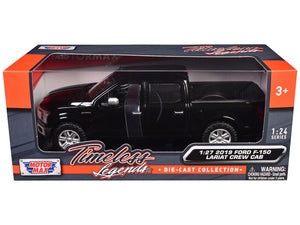 2019 Ford F-150 Lariat Crew Cab Pickup Truck Black 1/27 Diecast Model Car by Motormax