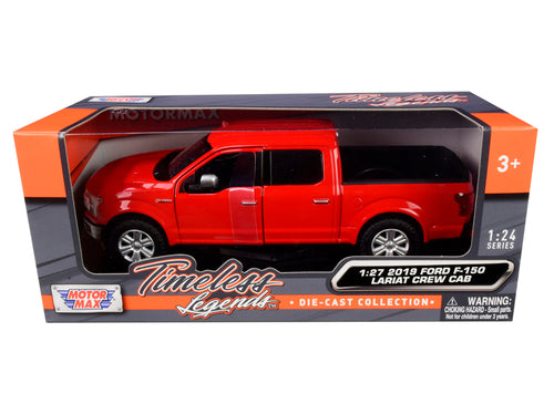 2019 Ford F-150 Lariat Crew Cab Pickup Truck Red 1/24-1/27 Diecast Model Car by Motormax — physical