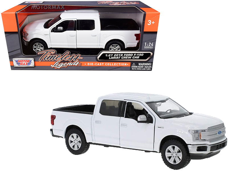 2019 Ford F-150 Lariat Crew Cab Pickup Truck White 1/24-1/27 Diecast Model Car by Motormax — physical