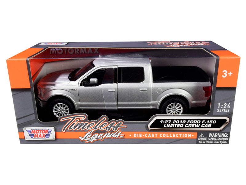 2019 Ford F-150 Limited Crew Cab Pickup Truck Metallic Silver 1/24-1/27 Diecast Model Car by Motormax — physical
