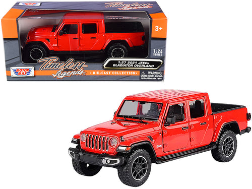 2021 Jeep Gladiator Overland (Closed Top) Pickup Truck Red 1/24-1/27 Diecast Model Car by Motormax — physical