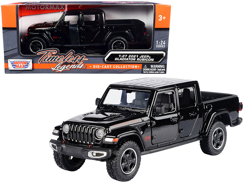 2021 Jeep Gladiator Rubicon (Closed Top) Pickup Truck Black 1/24-1/27 Diecast Model Car by Motormax — physical