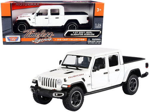 2021 Jeep Gladiator Rubicon (Closed Top) Pickup Truck White 1/24-1/27 Diecast Model Car by Motormax — physical