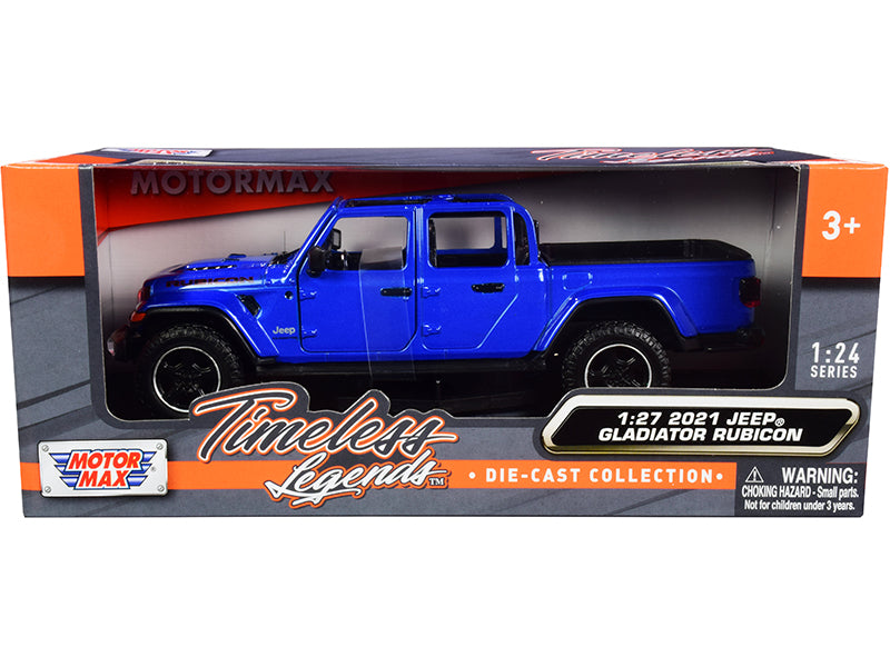 2021 Jeep Gladiator Rubicon (Open Top) Pickup Truck Blue 1/24-1/27 Diecast Model Car by Motormax — physical