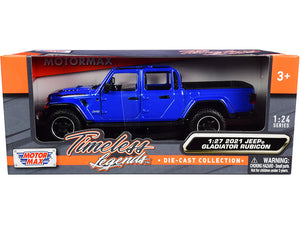 2021 Jeep Gladiator Rubicon (Open Top) Pickup Truck Blue 1/24-1/27 Diecast Model Car by Motormax — physical