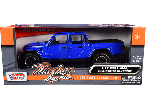 2021 Jeep Gladiator Rubicon (Open Top) Pickup Truck Blue 1/24-1/27 Diecast Model Car by Motormax — physical