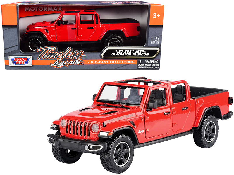 2021 Jeep Gladiator Rubicon (Open Top) Pickup Truck Red 1/24-1/27 Diecast Model Car by Motormax — physical