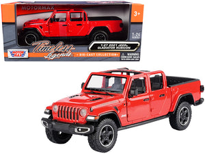 2021 Jeep Gladiator Rubicon (Open Top) Pickup Truck Red 1/24-1/27 Diecast Model Car by Motormax — physical