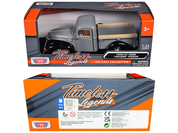 1942-47 Ford "Jailbar" Pickup Truck Gray and Black "Timeless Legends" Series 1/24 Diecast Model Car by Motormax