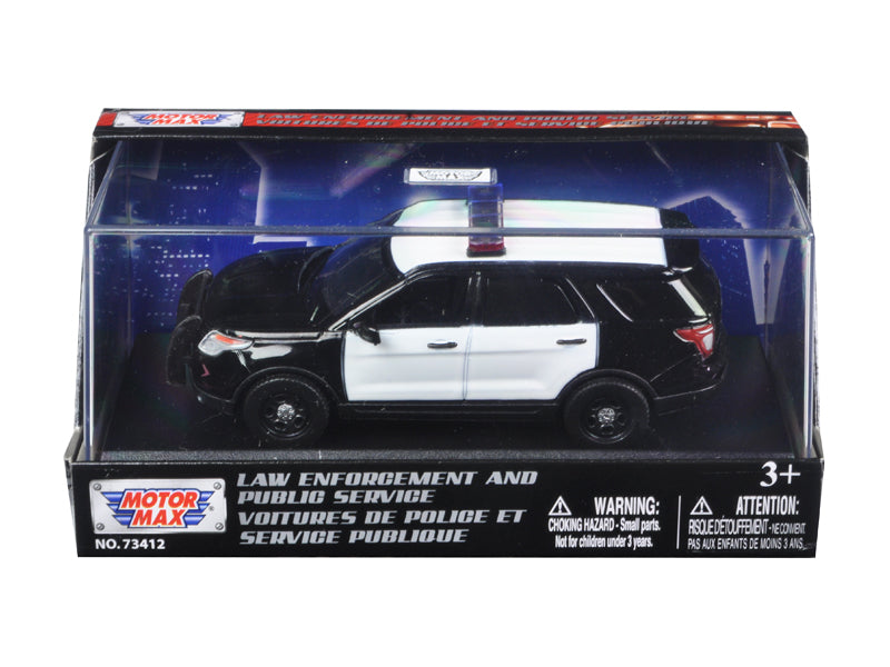 2015 Ford Police Interceptor Utility Plain Black and White 1/43 Diecast Model Car by Motormax — physical