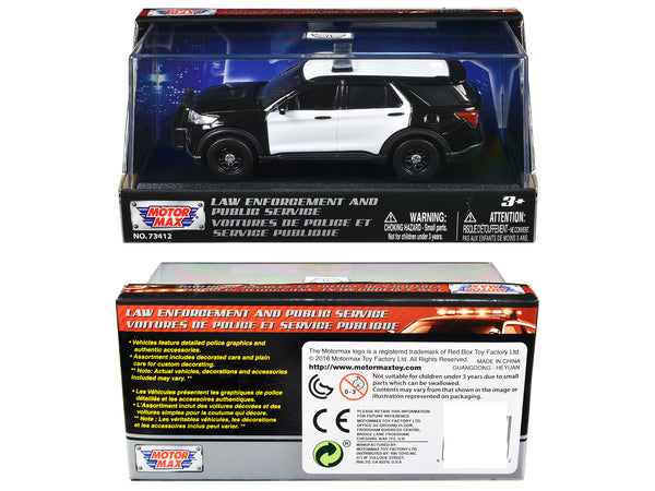 2022 Ford Police Interceptor Utility Black and White Unmarked "Law Enforcement and Public Service" Series 1/43 Diecast Model Car by Motormax