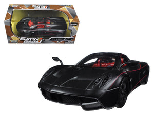 Pagani Huayra Matt Black with Red Interior 1/24 Diecast Model Car by Motormax — physical