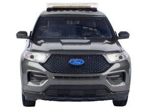 2022 Ford Police Interceptor Utility Dark Gray Metallic "Builder's Kit" with Flashing Light Bar and Front and Rear Lights and Sounds 1/24 Diecast Model Car by Motormax