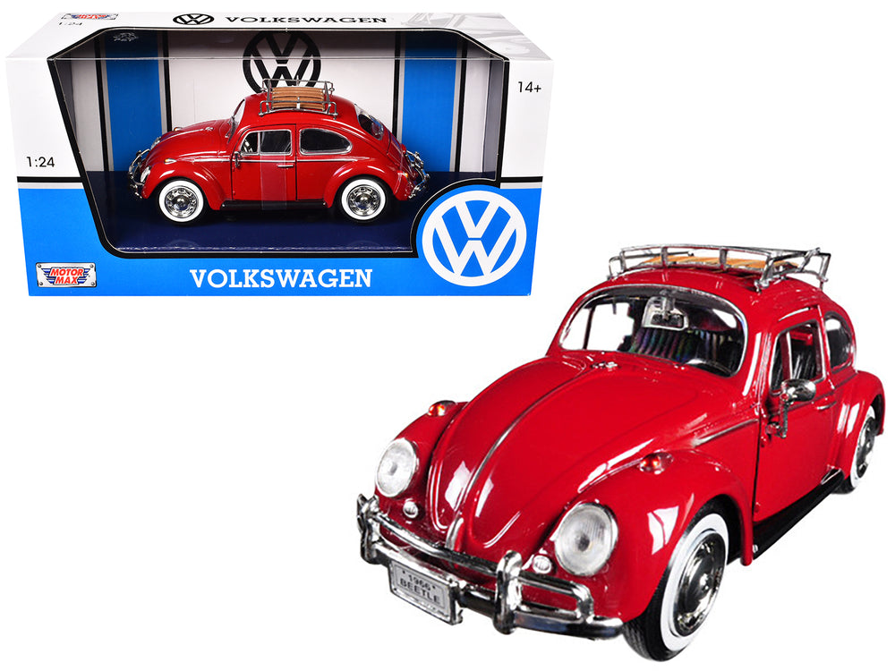 1966 Volkswagen Classic Beetle Red 1/24 Diecast Car Model by Motormax — physical