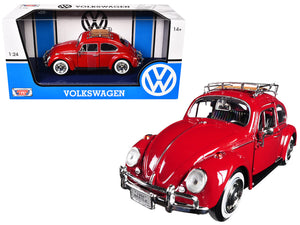 1966 Volkswagen Classic Beetle Red 1/24 Diecast Car Model by Motormax — physical
