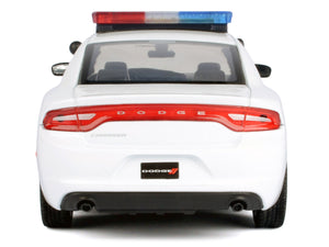 2023 Dodge Charger Pursuit Police Car Unmarked White with Flashing Light Bar Front and Rear Lights and 2 Sounds "Builder's Kit" 1/24 Diecast Model Car by Motormax