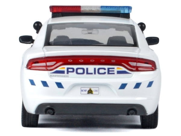 2023 Dodge Charger Pursuit Police Car "Royal Canadian Mounted Police (RCMP)" White with Flashing Light Bar and Front and Rear Lights and Sound 1/24 Diecast Model Car by Motormax