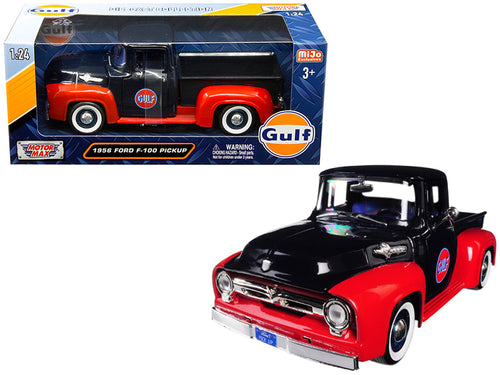 1956 Ford F-100 Pickup Truck "Gulf" Dark Blue and Red 1/24 Diecast Model Car by Motormax — physical