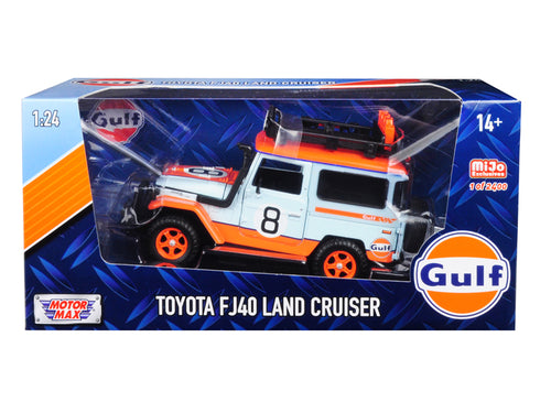Toyota FJ40 Land Cruiser #8 "Gulf Oil" White Limited Edition to 2400 pieces Worldwide 1/24 Diecast Model Car by Motormax —