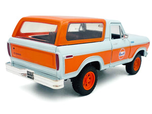 1978 Ford Bronco Light Blue and Orange "Gulf Oil" "Gulf Die-Cast Collection" 1/24 Diecast Model Car by Motormax