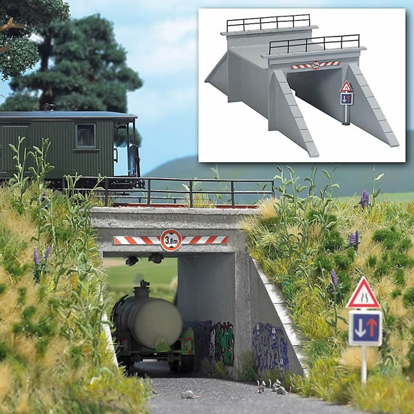 Black Forest® Hobby Supply Co Busch 1409 HO Scale Underpass - Kit -- 10-7/16 x 3-3/8 x 2-3/4" 26.5 x 8.5 x 7cm — HO Scale