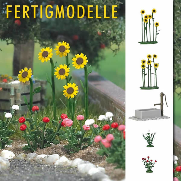 Black Forest® Hobby Supply Co Busch 1232 HO Scale Sunflowers & Roses w/Water Pump/Trough - Kit — HO Scale Scenery > Busch