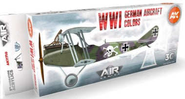 Black Forest® Hobby Supply Co AK Interactive 11710 Air Series: WWI German Aircraft 3G Acrylic Paint Set (8 Col — Paints,