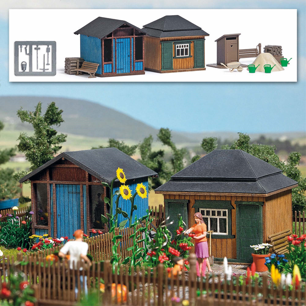 Busch 1617 HO Scale Garden Summer Sheds Set 2 Laser-Cut Kit