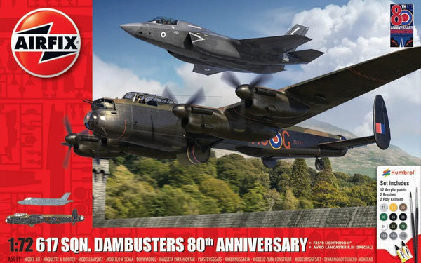 Black Forest® Hobby Supply Co Airfix 50191 1/72 Dambusters 617 Sqn 80th Anniversary Bomber Gift Set w/paint & — Military